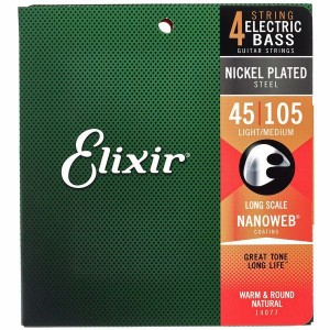 Elixir Bass 4-String Nickel Plated Light Medium 45 - 105 Long Scale Bass Strings